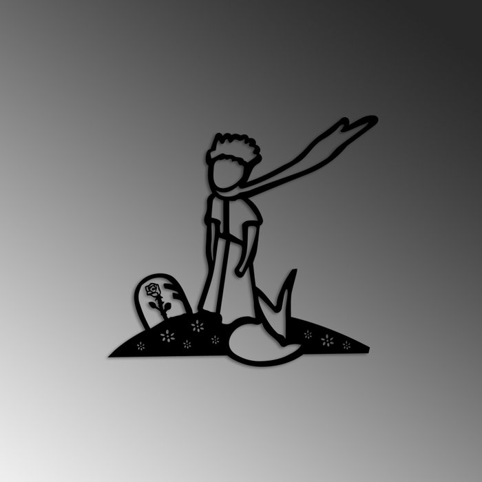 Wallity The Little Prince 3 Escultura de Pared de Metal Negra